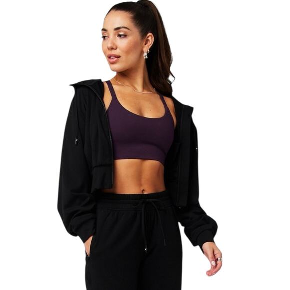 Fabletics Cold Weather Full-Zip Cropped Hoodie | Jacket New - Picture 3 of 6